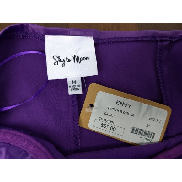SKY TO MOON Bustier Dress Envy Violet‎ Purple Bodycon Straps Size M - Picture 5 of 15